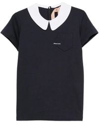 N°21 - Contrast-Collar Chest-Pocket Top - Lyst