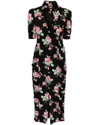 Alessandra Rich - Floral-print Ruched-detail Dress - Lyst