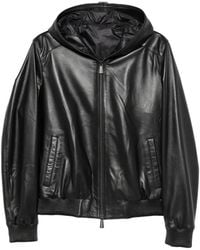 SERGIO MORETTI FIRENZE - Hooded Leather Jacket - Lyst