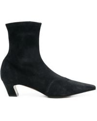 KHAITE - Bottines En Daim À Bout Carré - Lyst
