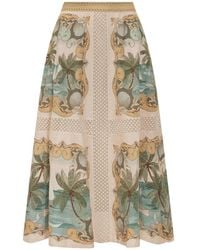FARM Rio - Royal Sea-Print Midi Skirt - Lyst