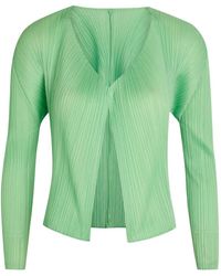 Issey Miyake - Pleated V-Neck Cardigan - Lyst