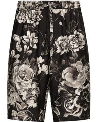 Dolce & Gabbana - Shorts aus Seide mit Blumen-Print - Lyst