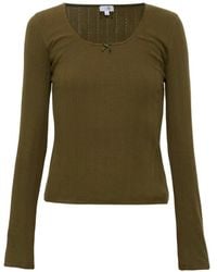 MM6 by Maison Margiela - Bow-Detail Pointelle-Knit Top - Lyst