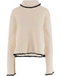 Jil Sander - Geribbelde Trui Met Hoge Hals En Ruches - Lyst