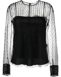 RED Valentino - Sheer-panelled Tulle Blouse - Lyst