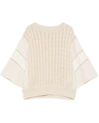Max Mara - Cable-Knit Panelled Sweater - Lyst