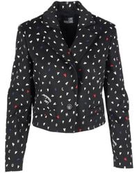 Love Moschino - Veste Crop À Motif Cœur - Lyst