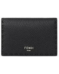 Fendi - Stitched Selleria Leather Card Holder - Lyst