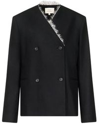 Loulou de Saison - Leandra Lace-Trim Double-Breasted Blazer - Lyst