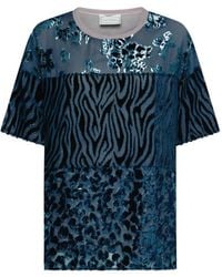 Pierre Louis Mascia - Mixed-Pattern Devoré T-Shirt - Lyst