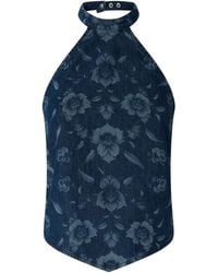 Pinko - Haut En Jean À Fleurs - Lyst