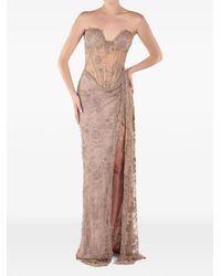 ANDREEA VENECIUC - Lace-Embroidered Corset-Style Gown - Lyst