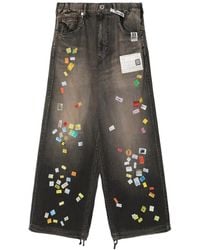 Maison Mihara Yasuhiro - Price Tag Sticker-Printed Wide Denim Pants - Lyst