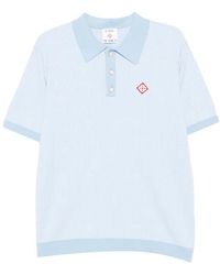 CASABLANCA - Monogram-Jacquard Striped Polo Shirt - Lyst