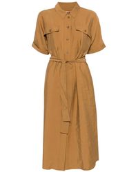 MAISON 123 - Belted Button-Front Shirt Dress - Lyst
