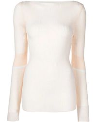 Low Classic - Ribbed Knit Boat-Neck Knitted Top - Lyst