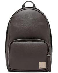 Emporio Armani - Logo-Patch Pebbled-Effect Backpack - Lyst