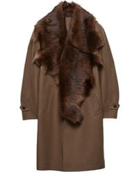 Prada - Mantel Mit Shearling-Kragen - Lyst