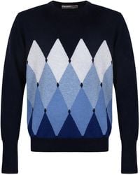 Ballantyne - Trui Met Ronde Hals En Diamanten Patroon - Lyst