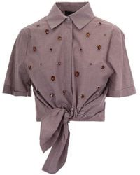 Liu Jo - Vichy Shirt With Bejewelled Embellishment - Lyst