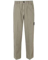 Stone Island - 3100014 Organic Panama-Cotton 'Old'-Effect Loose-Fit Chino Trousers With Snap Pockets - Lyst