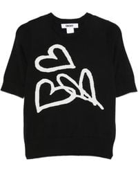 DKNY - Heart-Intarsia Short-Sleeve Top - Lyst