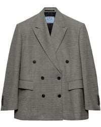 Prada - Wool Double-Breasted Grisaille Blazer - Lyst