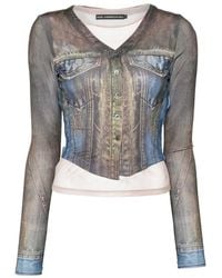 ANDERSSON BELL - Denim-Print Layered Blouse - Lyst