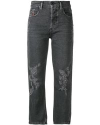 DIESEL - Cropped Slim Fit Jeans - Lyst