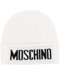 Moschino - Logo-Embroidered Ribbed Beanie - Lyst