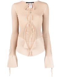ANDREADAMO - Tie-fastening Long-sleeve Knitted Top - Lyst