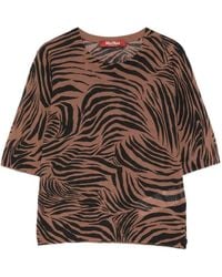 Max Mara - Tago Zebra-Print Knitted Top - Lyst