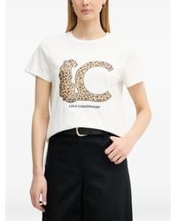 Lola Casademunt - T-Shirt Brodé De Sequins À Logo Imprimé - Lyst