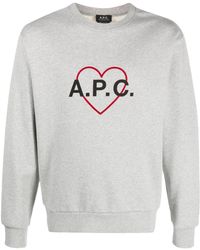 A.P.C. - Heart Logo-Print Sweatshirt - Lyst