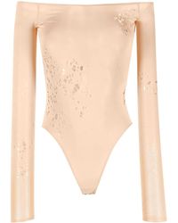 MM6 by Maison Margiela - Off-Shoulder Long-Sleeved Bodysuit - Lyst