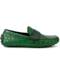 Ferragamo - Embossed Crocodile Effect Leather Loafers - Lyst