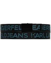 KARL LAGERFELD - Logo-Intarsia Plaque-Buckle Belt - Lyst
