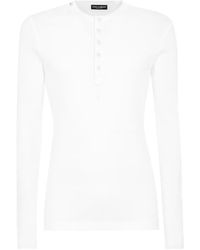 Dolce & Gabbana - Rippstrick-Pullover Aus Baumwolle Mit Henley-Ausschnitt - Lyst