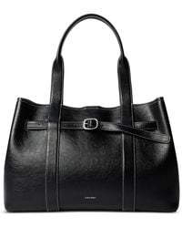Calvin Klein - Contrast-Stitch Buckle-Detail Shoulder Bag - Lyst