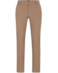 BOSS - Logo-Embroidered Cotton-Blend Tapered Trousers - Lyst