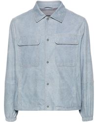 Emporio Armani - Patterned Suede Shirt Jacket - Lyst