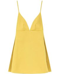 Elisabetta Franchi - Daily Satin V-Neck Mini Dress - Lyst