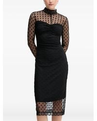 Sisley - Floral-Embroidered High-Neck Midi Dress - Lyst