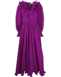 MSGM Avondjurk Met Ruches - Paars