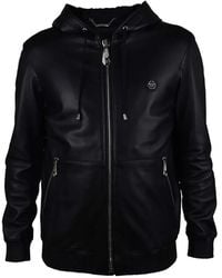 Philipp Plein - Hooded Logo Leather Jacket - Lyst