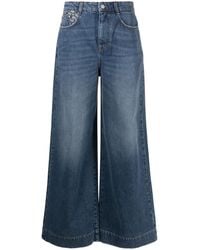 Stella McCartney - Logo-Print Wide-Leg Jeans - Lyst