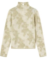 Ganni - Stehkragen-Pullover Aus Blumen-Jacquard - Lyst