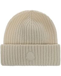 Moncler - Logo-Patch Ribbed Beanie Hat - Lyst
