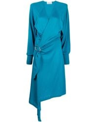 The Attico - Atwell Wool Midi Wrap Dress - Lyst